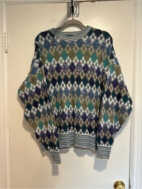 VTG 90s CT Classic Trend Sz:L Geometric Knit Grandpacore Coogi Style Sweater